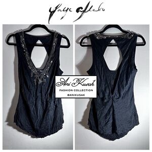 YaYa Aflalo Silk Beaded Top